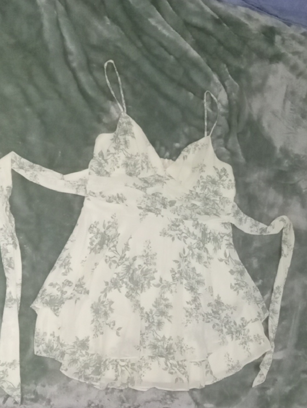 Dress with Sage Floral Accents